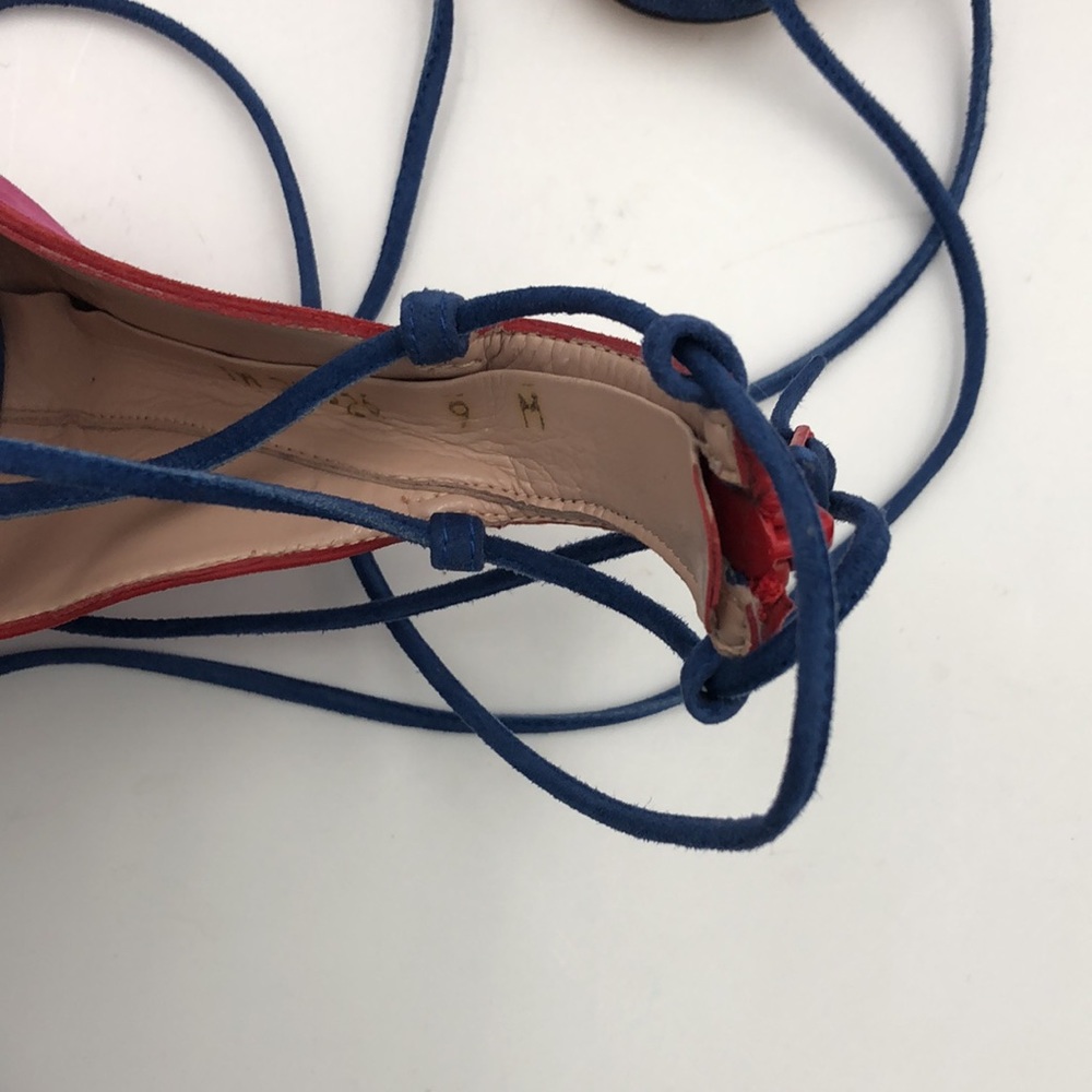 NWOB Stuart Weitzman Legwrap Song Suede Colorblock Lace Up Strappy Heels - Picture 12 of 13